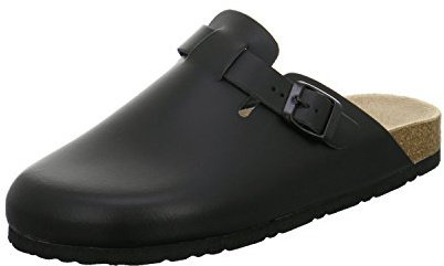 AFS-Schuhe 3900 Zoccoli Uomo Comode Pantofole in Pelle Made in Germany, Nero Liscio, 42 EU