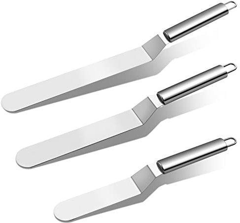 miuse Winkelpalette Torte 3 Stück Streichpaletten für Torten, Winkelpalette Set Edelstahl zum Backen, Torten selber machen, Tortendekoration aus Fondant
