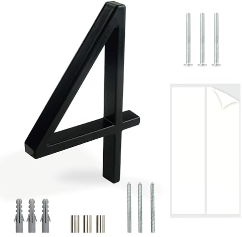 HASWARE Flytande husnummerskylt 5 tum (12 cm) Moderna dörrenummer Skyltar Platta Street Hemadress Siffror (Svart, 4)