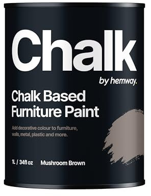 Chalk Based Furniture Paint, Mushroom Brown 1L, Matt Finish Shabby Chic, Chalk Paint Furniture & Walls, Quick Dry & 1 Coat, Hemway
