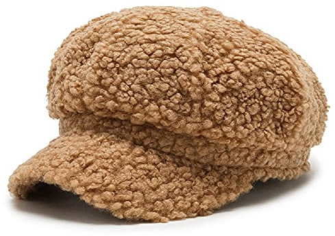 YJZQ Damen Baskenmütze Barett Mütze Süß Lammwolle Baseballmütze Vintage Baskenmütze Mädchen Winter Strick Barett Warme Ballonmütze Weiche Maler Mütze Achteckiger Hut Outdoor Indoor