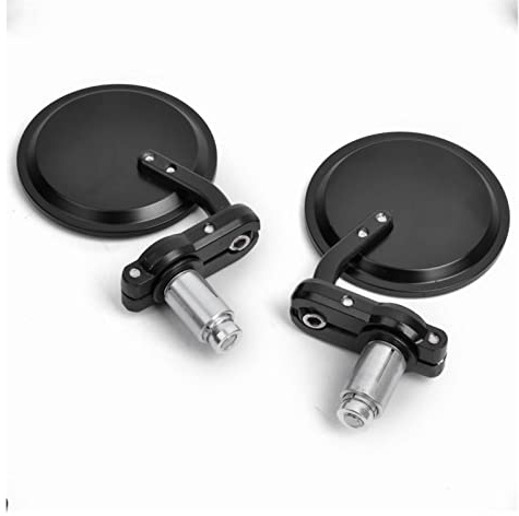 SHECOS Moto Noir 3 Rond 7/8 Bout DE Guidon RETROVISEURS Cafe Racer Bobber Clubman