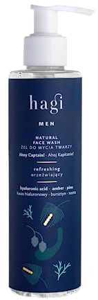 Hagi Ahoy Captain Gesichtsreinigungsgel für Männer, 200 ml, reinigt von Sebum, Hyaluronsäure, Betain, Bernsteinextrakt, Antioxidantien, energetisierender Duft von Meeresbrise