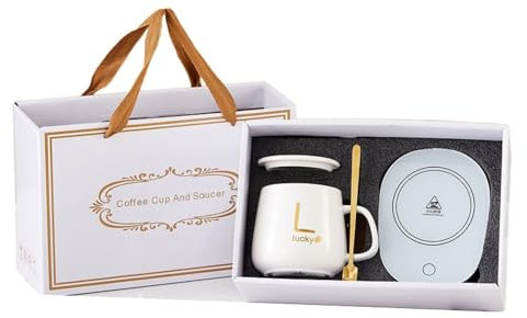 MBETA Coffret Cadeau En Céramique De Tasse De Café De Température Constante De 55°C (Blanc)