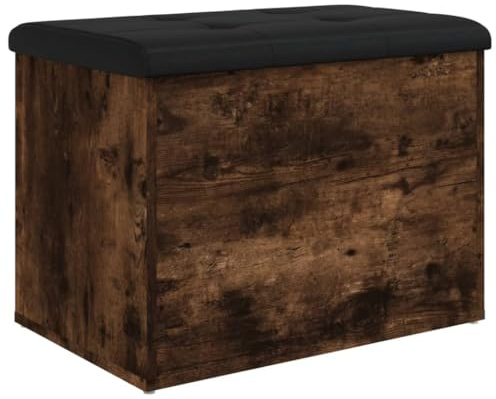 vidaXL Förvaringsbänk rökfärgad ek 62x42x45 cm konstruerat trä, hallbänk, skoförvaring, bänk med förvaring, hallbänkar, bänk med skoförvaring