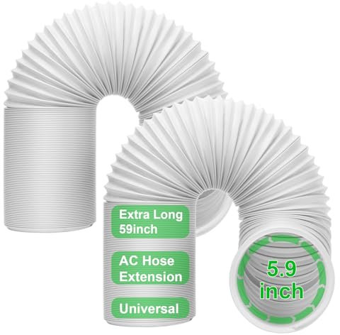 2 Pack Portable Air Conditioner Exhaust Vent Hose, Universal Flexible AC Hose with 5.9 Diameter, Anti-Clockwise Thread, Length up to 59