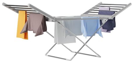 DMD Collective - Electric Heated Clothes Dryer, Folding Energy-Efficient, Indoor Airer Wet Laundry Drying Horse Rack, 15kg Capacity, 20 Heated Bars, Foldable Wings Low Wattage 230W