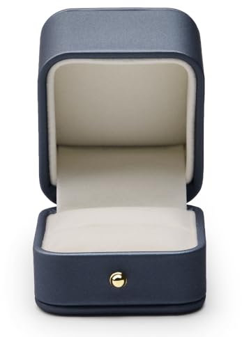 Papten Boîte à bagues - Boîte à bijoux - Pour mariage, fiançailles, demande en mariage, Saint-Valentin - Bleu