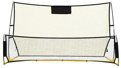 CLEADONG 2 in 1 Fußball Rebound Doppelte Netze Tragbares Prellwand Fußball, Rebounder für Fußball, Faltbar Fußballtrainer Soccer Rebounder Net 210 * 120 * 85cm