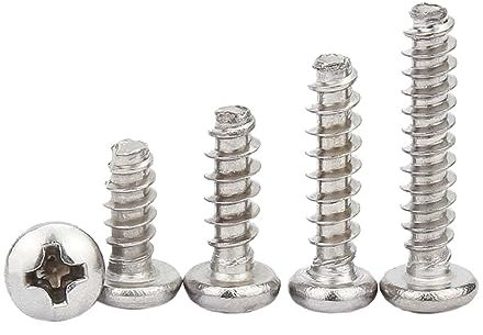 dvnFWKc Schraubenklassifizierung, 20/100X 304 Edelstahl Kreuzschlitz Phillips Pan Round Head Flat End Selbstschneidende Schraube M1,2 M1,6 M2 M2,6 M3 M4(12mm,100pcs M1.4)