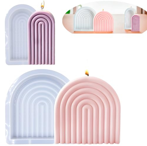 2 Pcs Kerzenformen N-förmiger zum gießen, Regenbogenbrücken Silikonkerzenform Große Kerzen formen Silikon, silikonform kerzen 3D Silikonformen DIY zur Herstellung von Seife, Kerzen, Handwerk Ornamente