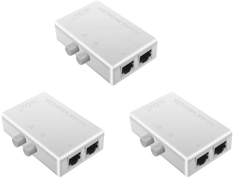 Rfeeuubft 3X Conmutador de Red RJ45 Conmutador de Caja de Red Ethernet LAN de 2 Puertos Divisor RJ45 Puerto Dual de 2 VíAs Adaptador de Interruptor para Compartir Manual