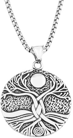 Sumpgle Acciaio inossidabile vichingo albero della vita ciondolo collana uomo retrò titanio acciaio gioielli fascino accessori
