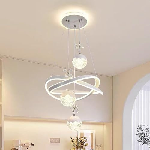 LYSDjia LED Chandelier Dimmable Dining Table Hanging Lamp 3000K-6000K Crystal Lampshade Decoration Design Aluminum Pendant Lighting with Remote Control Suitable Dining Room Bedroom Cloakroom Living Ro