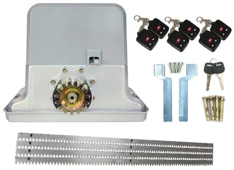 KONGMM Sliding Gate Motor, 1800KGS Automatic Sliding Gate Operator Of AC220V/110V Motor As Door Closer Gate Motor Engine(sensor,button,lamp, Optional) Pack(Kit3)