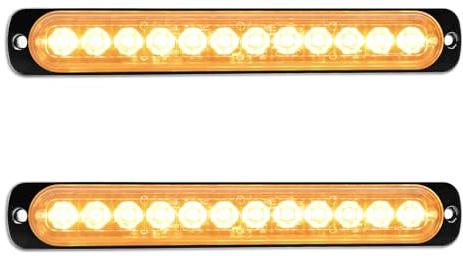 YOJZMA 2Pcs Luce stroboscopica emergenza, 12 LED Ambra Luce lampeggiante | Montaggio a Superficie Luci segnalazione emergenza, 9 modalità, 12V-24V, per Veicoli Costruzione, Camion, Fuoristrada