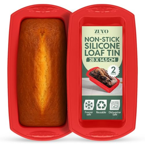 Zuvo - Silicone Loaf Tins (2 Pack) – 2lb Non-Stick Bread Tins for Baking,Bread Pans for Cakes, Banana Bread, Meatloaf – Oven, Freezer, Microwave & Dishwasher Safe, Black