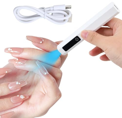 Mini Lampada UV LED Unghie, Lampada UV per Unghie in Gel, Asciugatore LED Portatile Ricaricabile per Smalto Gel, Sicuro per Unghie, con Cavo di Ricarica di Tipo C, Bianco, per Ragazze e Donne