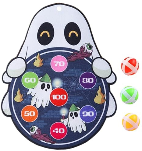 Juegos de fiesta de Halloween Tablero de dardos de fantasmas plegables con 3 bolas pegajosas y troncos de gancho o juegos de halloween para niños suministros para fiestas de adultos, 5pcs/set | dardo