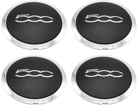 4 Piezas Tapacubos Compatibles Con Fi-At 500 Wheel Hup Cap Trim,Tapas De Rueda De Centro Centrales Llantas Aluminio, Número De Pieza 68078419 Para Fiat 500 2012-2023(Negro/Plata，B)