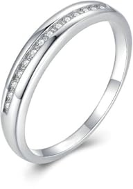 Tolldek Au 375/585/750 Weiß Gold Trauringe Echtschmuck, Zierlich Klassiker Bandringe mit Diamant, Pärchen Ringe Weißgold 9K/14K/18K, Gr.47-65