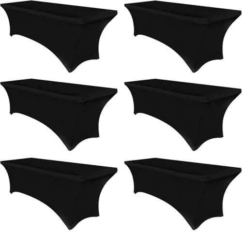 SNGUOQ 6-pack spandex stretch bordsöverdrag för fotbord - universellt skydd för bröllop rektangulär bordsduk för möten och fester