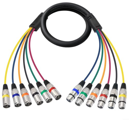 Wodsty Câble multicore pour XLR, alliage de zinc nickelé 1 pièce (1 mètre) | Connecteurs en alliage de zinc, cuivre étamé, design diviseur en Y, pour micros, mélangeurs, ampères, options de 1 m/2 m/3 m