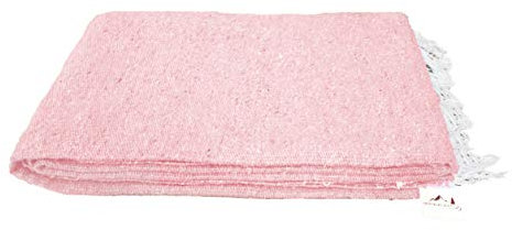 Open Road Goods Handgefertigte Yoga-Decke in Pastellrosa – dicke mexikanische Decke oder Überwurf – gemacht für Yoga