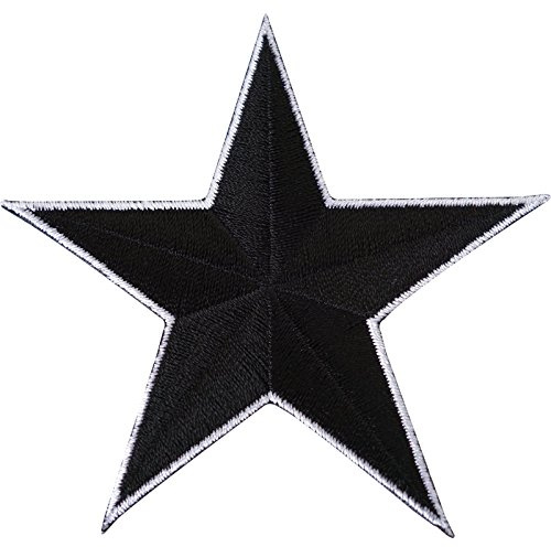 Schwarzer Stern bestickter Aufnäher zum Aufnähen oder Aufbügeln, für T-Shirts, Kleider, Röcke, Jeans, Mäntel