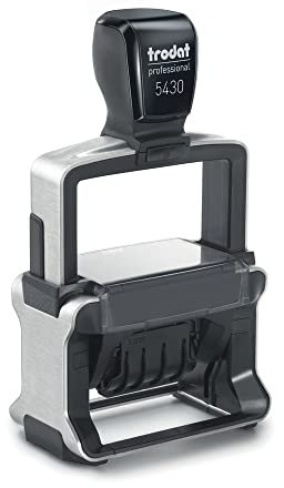 Trodat Professional Datumstempel 5430, selbstfärbend, mit Text Gebucht, Abdruck 41 x 24 mm, Blau und Rot