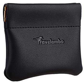Travelambo Leather Squeeze Coin Purse Pouch Change Holder For Men & Women (01 Vintage Black)