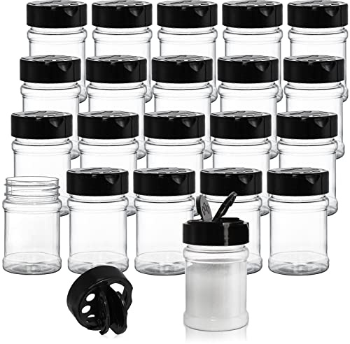 Yesland 20 Pack Plastic Spice Jars Bottles, 5 Oz PET Spice Containers BPA Free with Black Cap, Empty Seasoning Jars Glitter Storage Containers for Storing Spice Herbs Powders Glitter