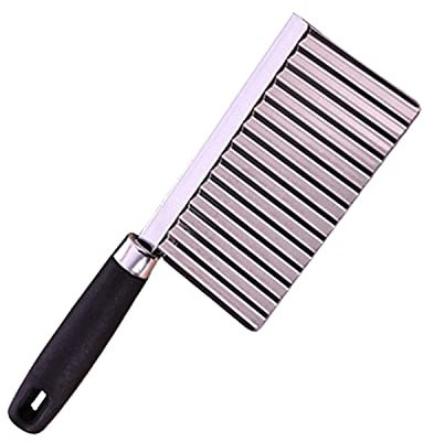 S & S PRODUCTS Potato Crinkle Cutter Stainless Steel French Fries Vegetable Cutter Potato Spiral Wavy Cutter for Vegetables, Cucumber Carrot, Chips, Butter, and Fruit