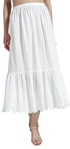 BEAUTELICATE Half Slip Skirt Extender 100% Cotton Vintage Underskirt with Lace Embroidery