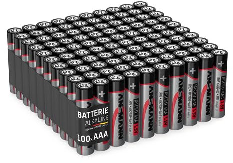 Ansmann Batterien AAA 100 Stück - Alkaline Micro Batterie ideal für Lichterkette, LED Taschenlampe, Spielzeug, Fernbedienung, Wetterstation, Radio, Nachtlicht, Uhr, Micro AAA