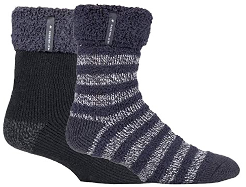 HEAT HOLDERS - 2 Pack Mens Bed Socks | Warm Thermal Winter Socks for Sleeping (6-11, Olwen)