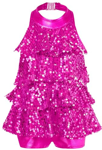 Freebily Maillot Lentejuelas De Danza para Niñas Sin Manga Mono De Ballet Leotardo Gimnasia Rítmica Maillot De Patinaje Disfraz De Baile Latino Jazz Rumba Rosa 6 años