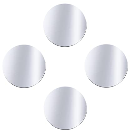 Juspota 4 Pièces Plaque Metallique Telephone, en métal Minces avec Adhésif pour Support Téléphone Voiture Magnétique Aimant , Argent 4 Rondes