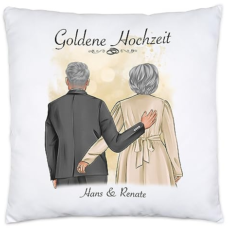 Kiddle-Design Goldene Hochzeit Kissen Personalisiert Goldhochzeit Bild Hochzeitstag Geschenk 50. Hochzeitstag Jubiläum für Paare