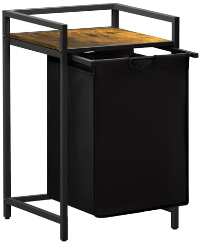 Lifewit kleiner Wäschekorb mit Ablage, 69L Wäschesammler mit herausziehbaren Säcken, Laundry Baskets, Wäschebox,Wäschetonne für Waschküche, Schlafzimmer, Badezimmer, Schlafsaal, 45x35x72 cm, Schwarz
