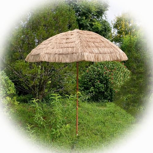 ZYBOWAYL Stroh Gartenschirm 160/200/240cm Hawaii Sonnenschirm Neigbar Strandschirm Tragbare Hawaiischirm Sonnenschutz Tischschirm für Balkon, Terrasse, Outdoor, Rasen (Size : 2.4m/7.9Ft)
