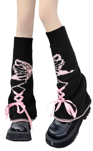 XEPST Scaldamuscoli Donna Calzini Kawaii Scaldamuscoli Bambina Svasati per Ragazze Accessori Goth Harajuku Stivali Giapponesi Calzini Calze Alte Al Ginocchio Da Donna, Rosa