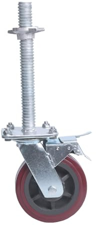 HZEPDVT Rueda De Andamio Móvil Roja De 6 Pulgadas Rueda De Poliuretano De 8 Pulgadas con Freno De Tornillo Rueda Universal De Elevación Independiente Freno AB 1 Pieza(6 Inches)