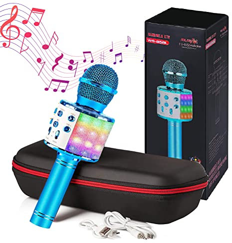 MAGIC SELECT Karaoke-Mikrofon mit Geschenktasche, Bluetooth-Lautsprecher, Selfie-Taste, Sprachrekorder mit SD-Karte, Sprach- und Echo-Effekten, für Kinder und Partys, kompatibel mit Android PC TV