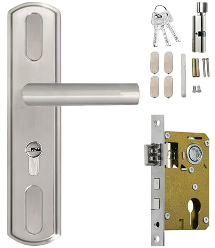jojnsha Stainless Steel Door Lock Thickened Entry Door Handle with Lock and Keys Waterproof and AntiRust Door Handle Lock