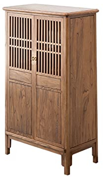Weinschrank aus Holz im chinesischen Stil mit Doppeltüren, Vitrine und Weinregal, einfacher und eleganter Barschrank (Farbe: A)