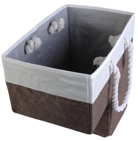 Cesta plegable para escalera con mango de algodón, cesta de almacenamiento de madera