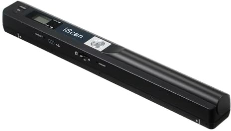 Scanner Portable Numérique, Scanner de Documents, Ecran LCD, Format JPG/PDF, Port USB, Fente pour Carte Mémoire, Résolution 300-600 ou 900 DPI, Alimenté par 2 Piles AA, Noir