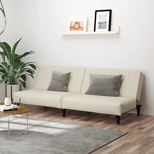 Frdhee Mini sofá de cocina, sofá cama de 2 plazas, terciopelo crema para invitados y uso diario