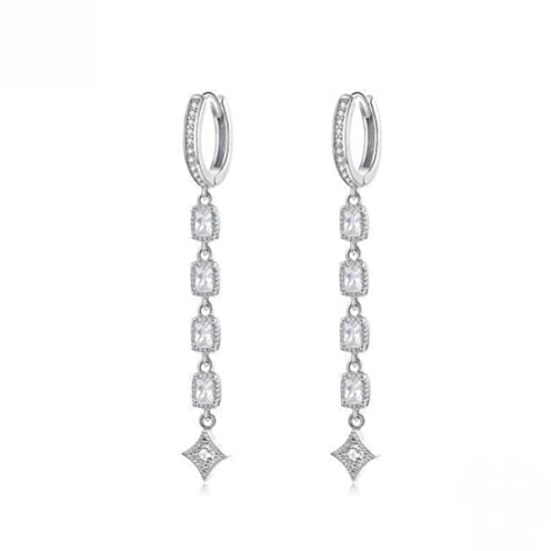 TTDGYYXW S925 Boucles d'oreilles en Argent Sterling Femmes Bijoux Longs Boucles d'oreilles en Argent plaqué Platine Femmes Accessoires d'oreille d'étéArgent, Argent 925